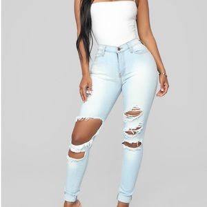 Fashion Nova Beach Bum Jeans - Light Blue